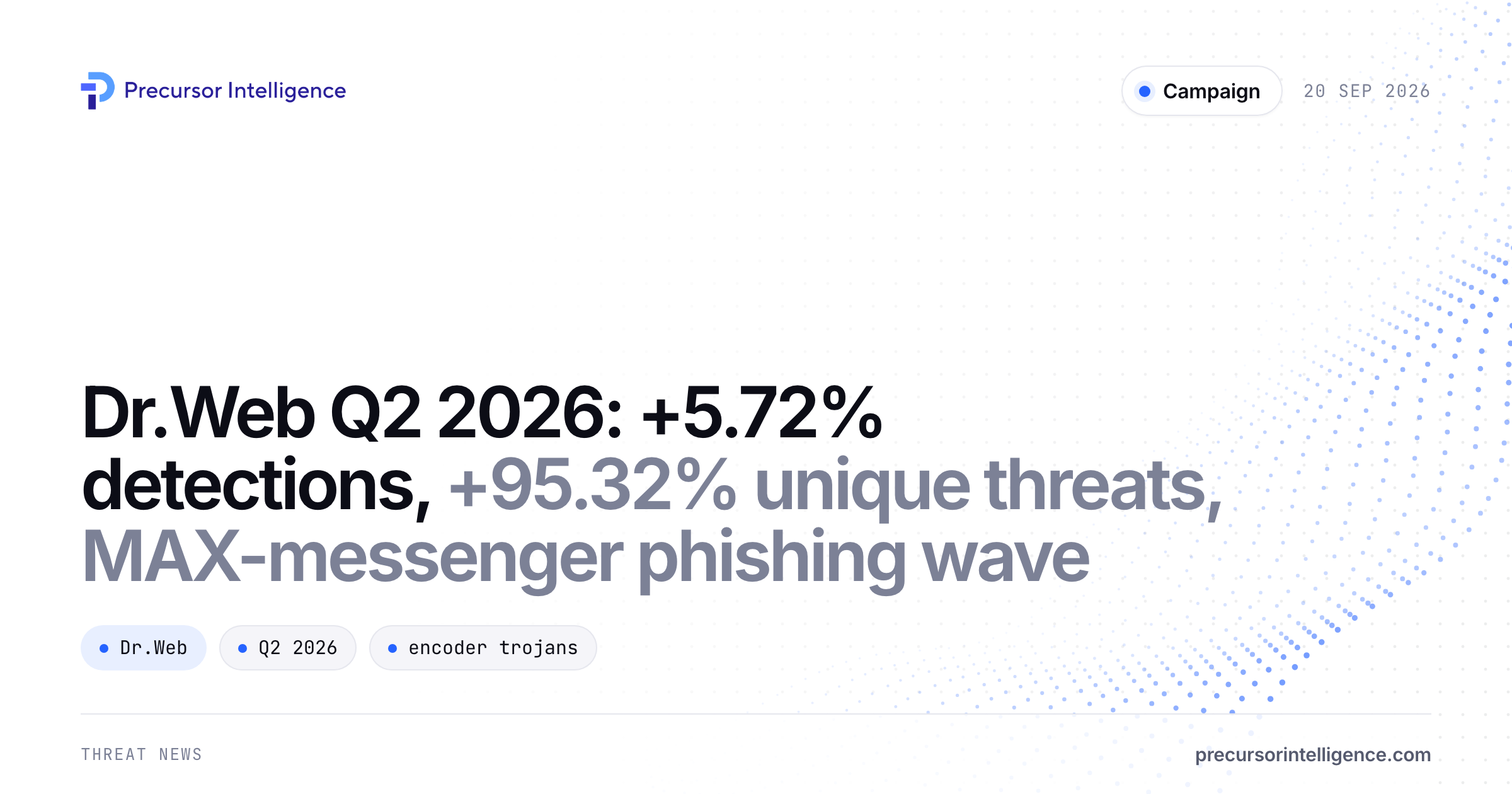 Dr.Web Q2 2026: +5.72% detections, +95.32% unique threats, MAX-messenger phishing wave