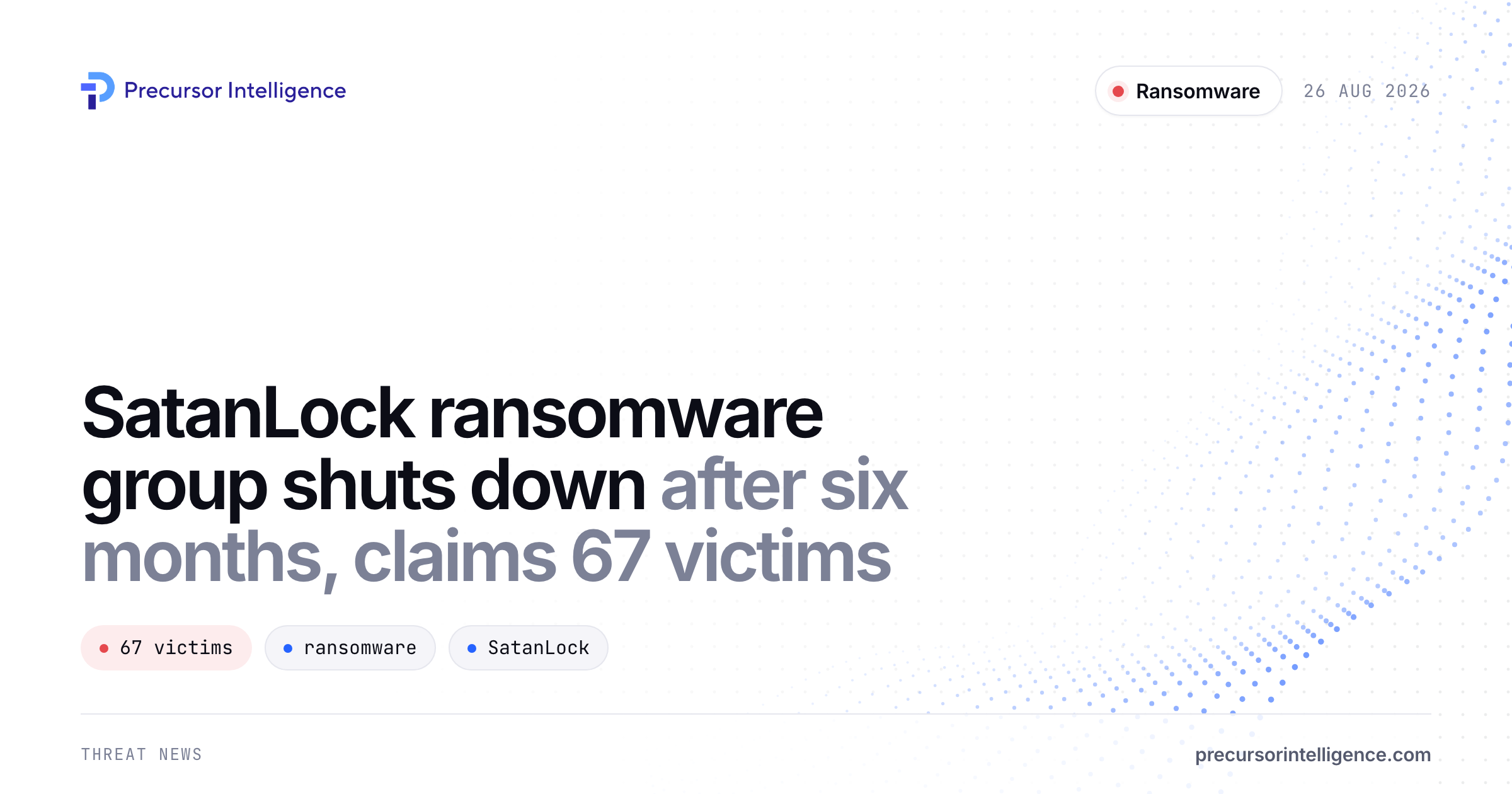 SatanLock ransomware group shuts down after six months, claims 67 victims