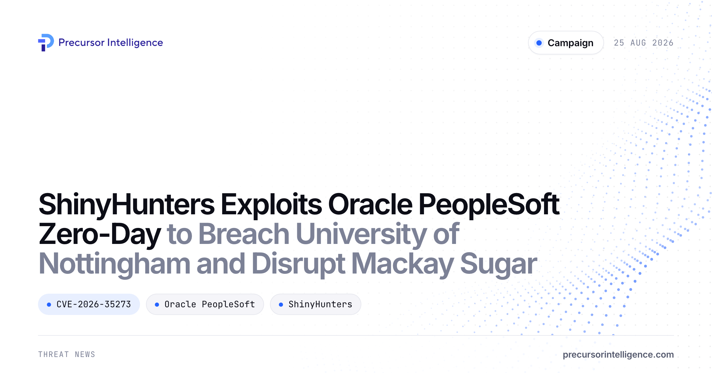 ShinyHunters Exploits Oracle PeopleSoft Zero-Day to Breach University of Nottingham and Disrupt Mackay Sugar