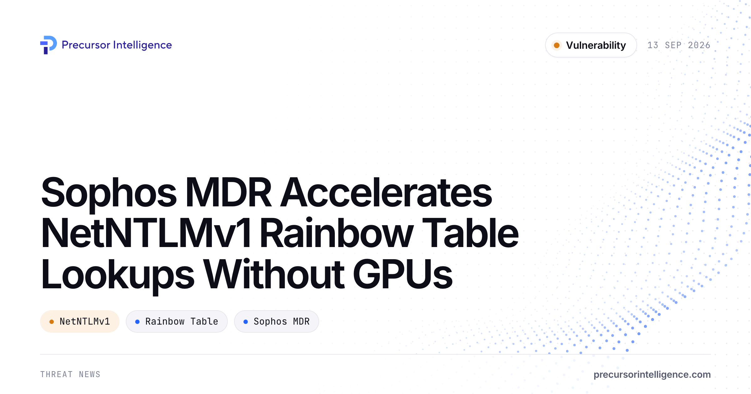 Sophos MDR Accelerates NetNTLMv1 Rainbow Table Lookups Without GPUs