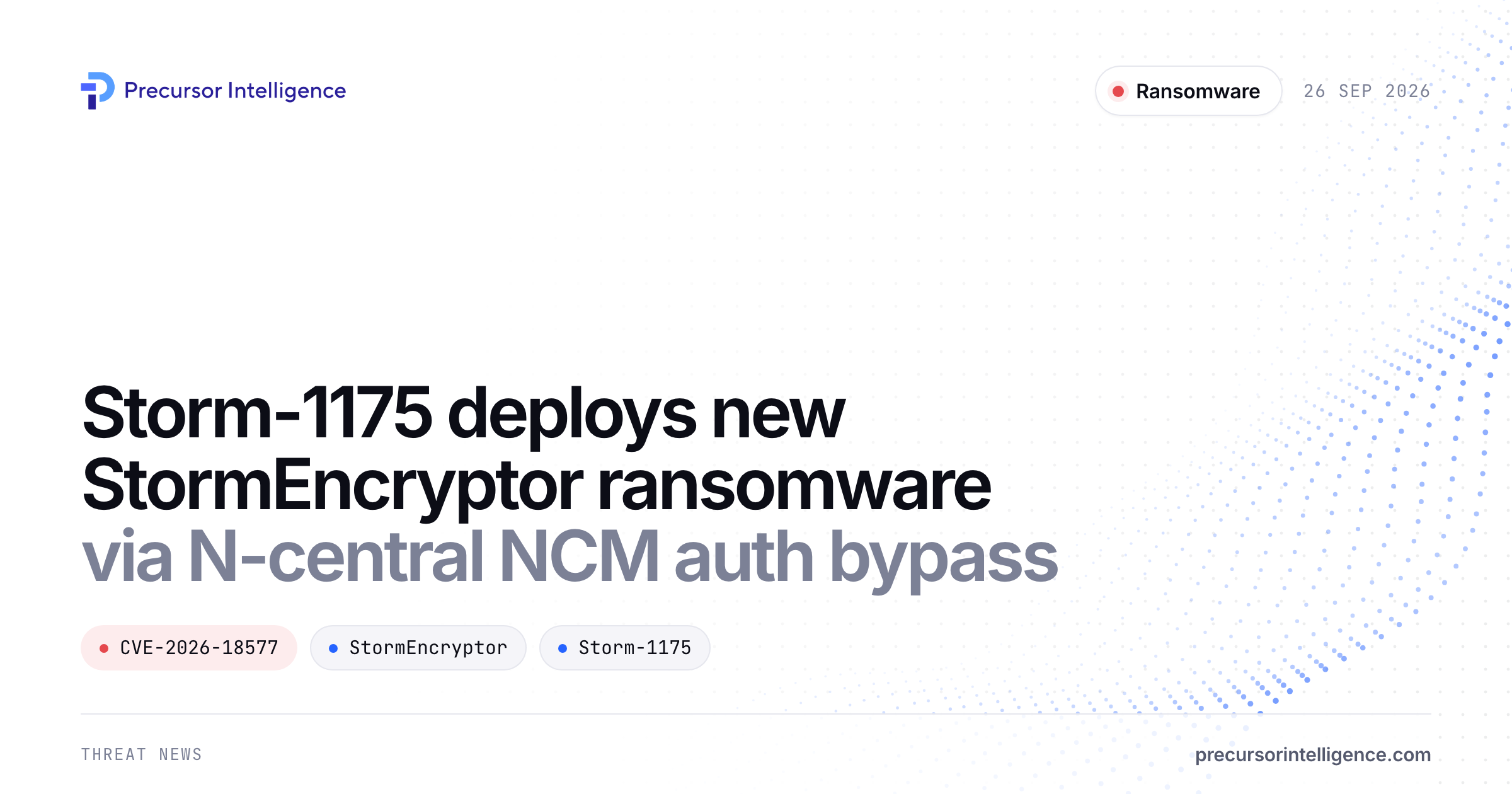 Storm-1175 deploys new StormEncryptor ransomware via N-central NCM auth bypass